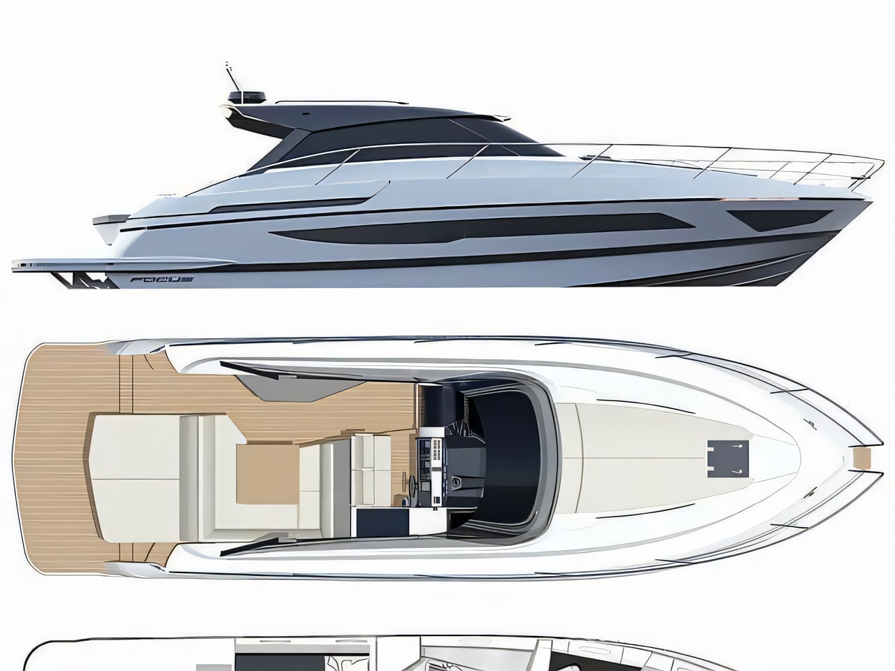 Interior of Focus Power 44 Hard Top motoryacht with 3 cabins Croatia yacht charter
