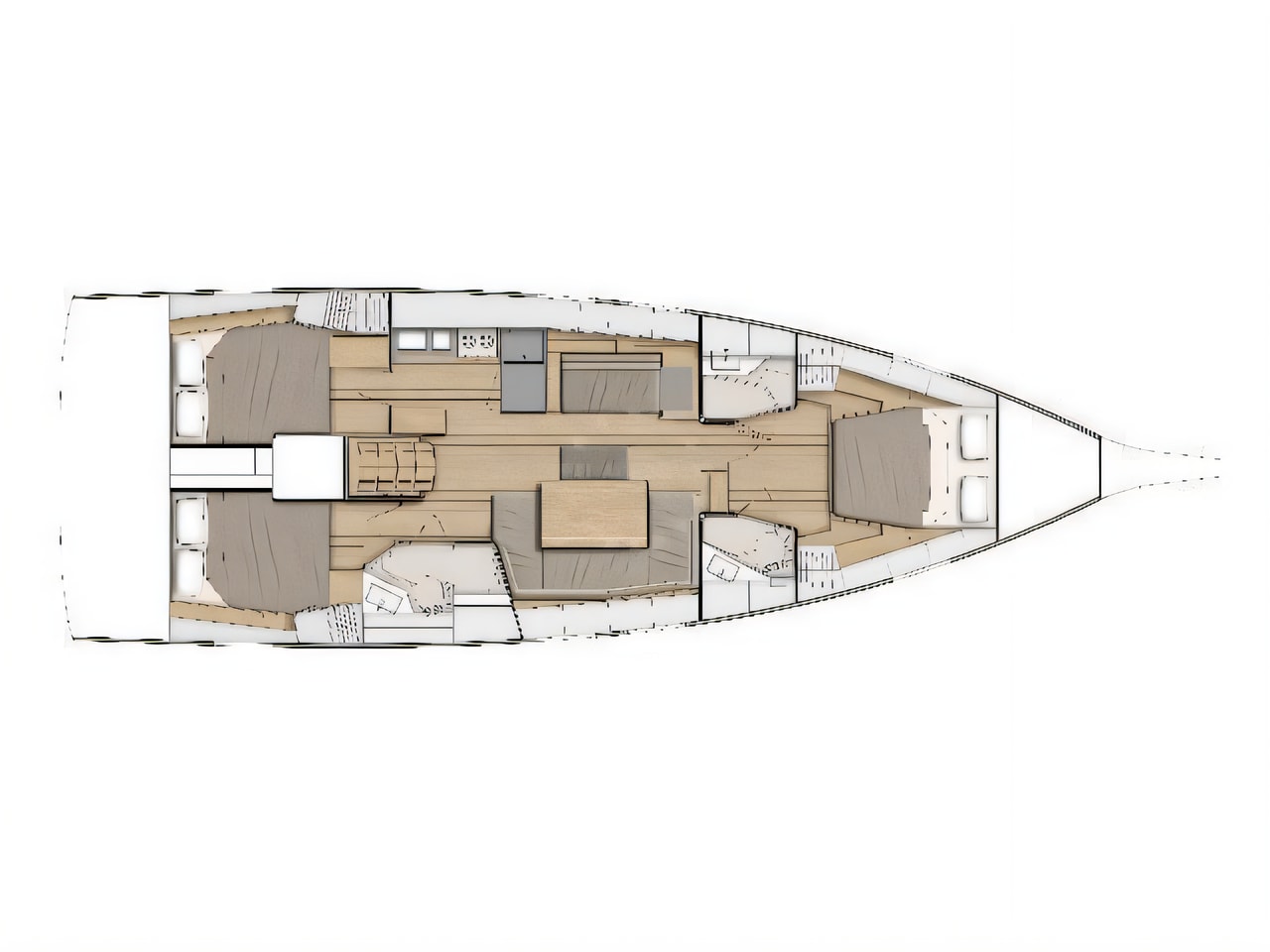 Interior of Oceanis 46.1 sail boat with 3 cabins Croatia yacht charter
