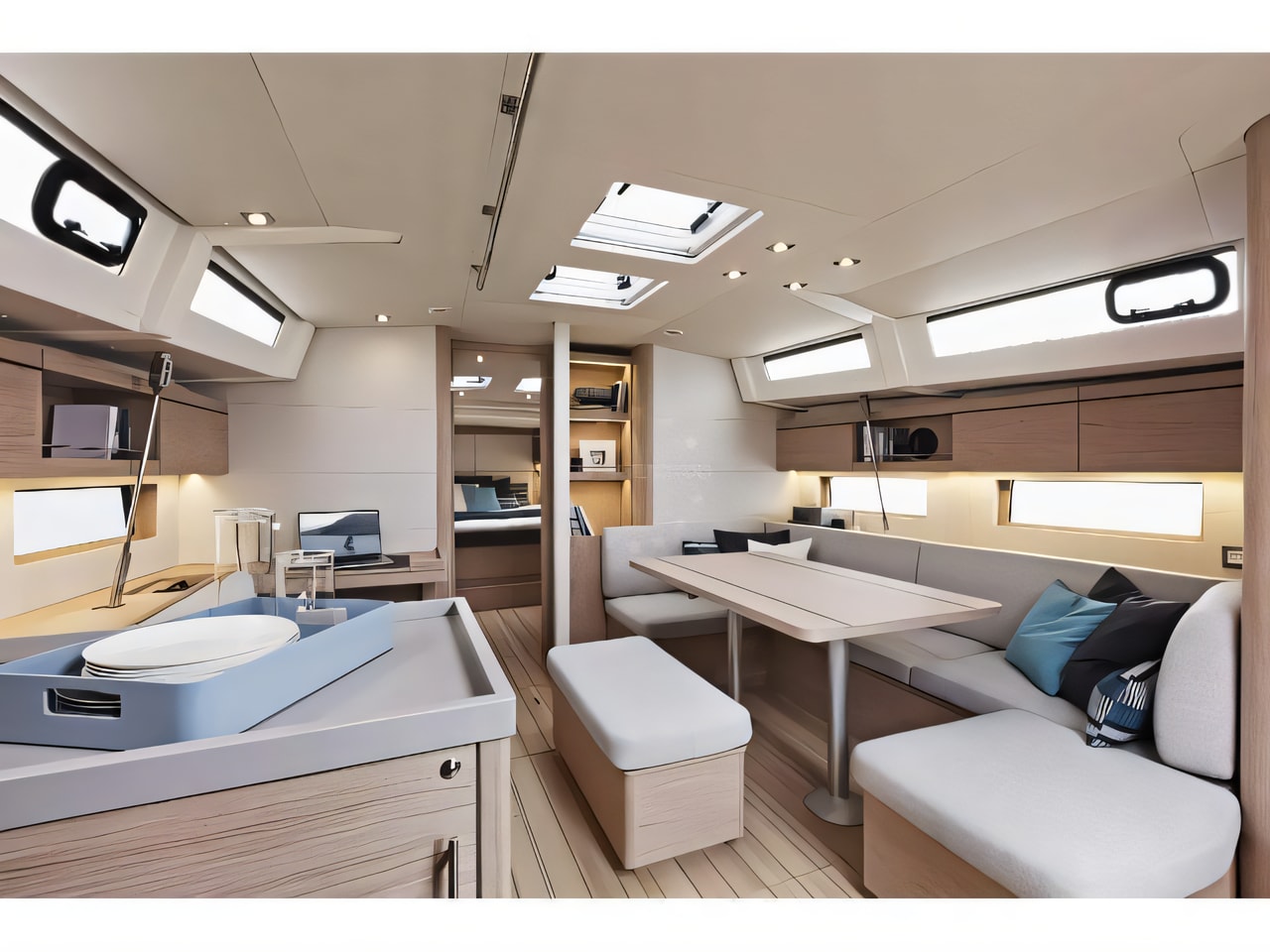 Layout of Oceanis 46.1 sail boat with 3 cabins Croatia yacht charter