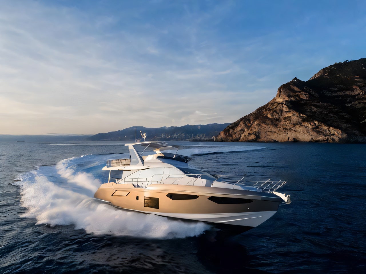 Exterior overview of Azimut 60 motoryacht for charter from Kastela Gomilica Marina in the Split sailing area Croatia