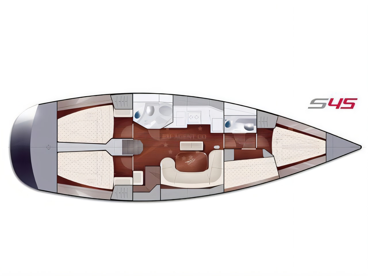 Interior of Salona 45 sail boat with 4 cabins Croatia yacht charter