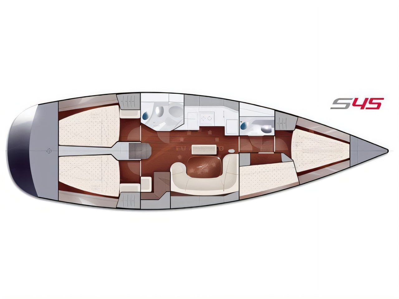 Interior of Salona 45 sail boat with 4 cabins Croatia yacht charter