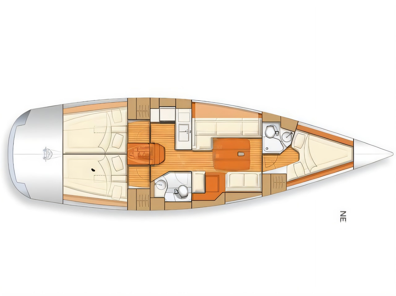 Interior of Salona 42 sail boat with 3 cabins Croatia yacht charter