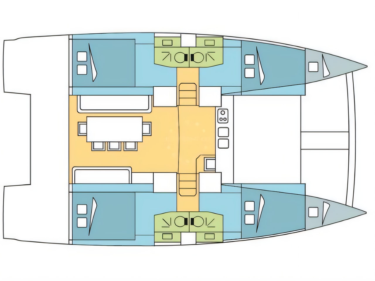 Interior of Bali 4.0 catamaran with 6 cabins Croatia yacht charter