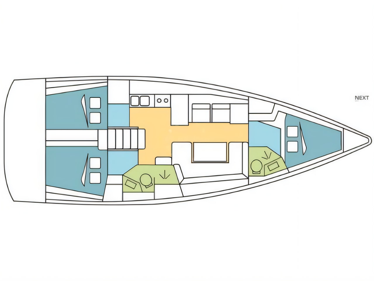 Interior of Oceanis 41.1 sail boat with 3 cabins Croatia yacht charter