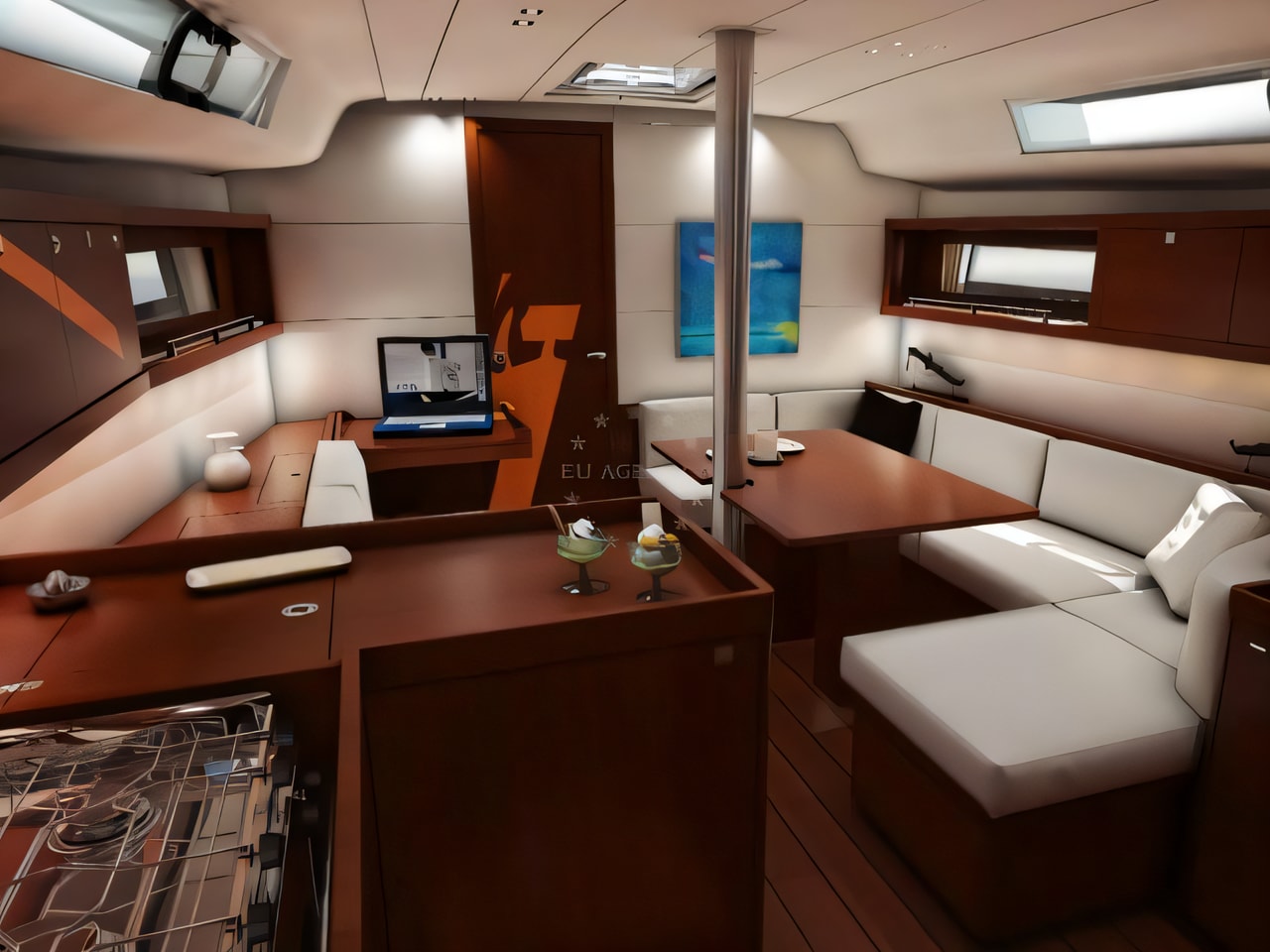 Layout of Oceanis 41.1 sail boat with 3 cabins Croatia yacht charter