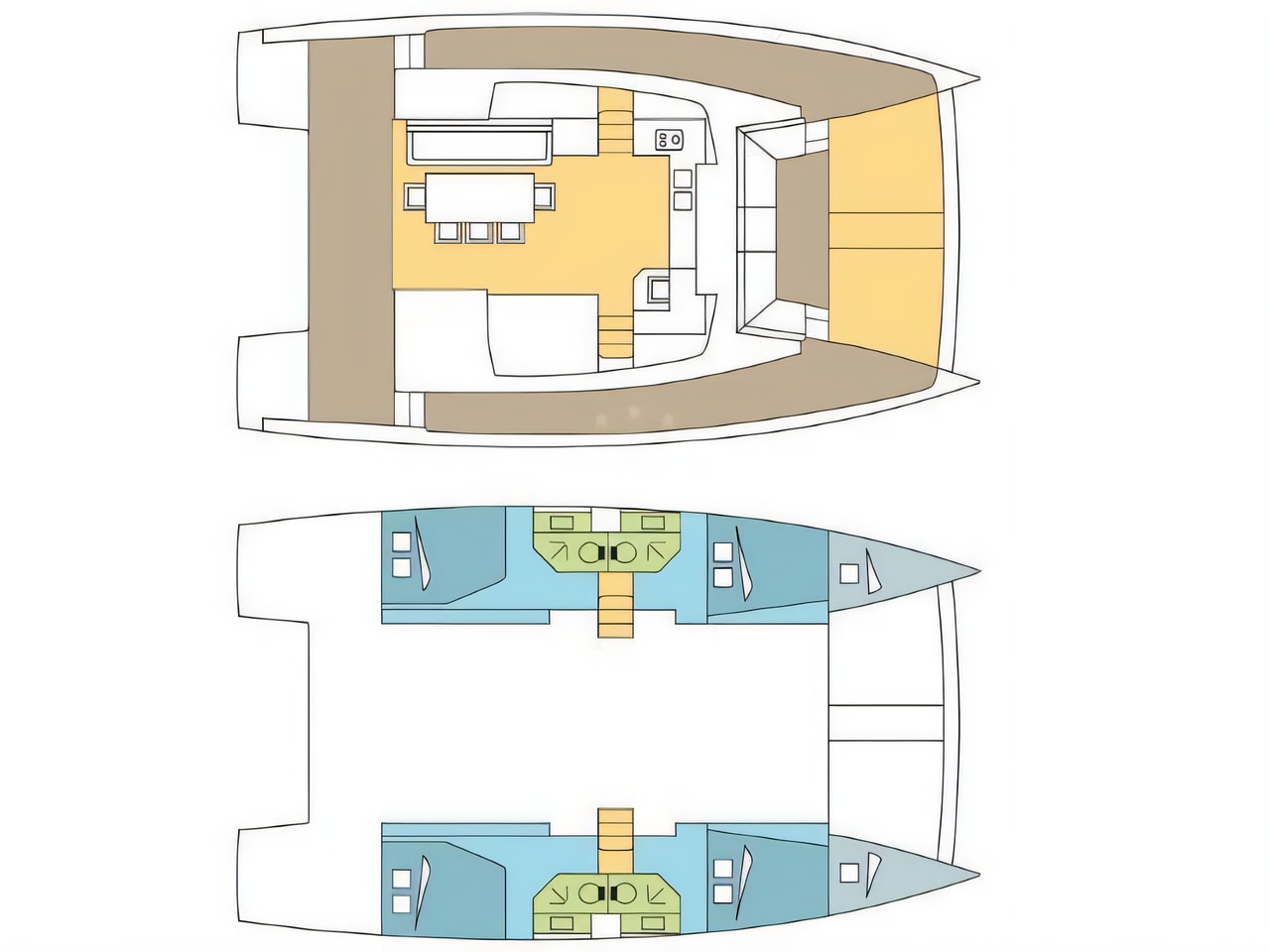 Interior of Bali 4.3 catamaran with 6 cabins Croatia yacht charter