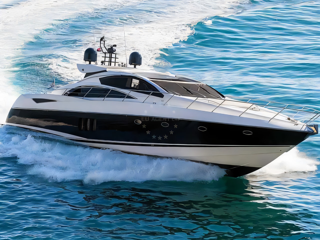 Exterior overview of Predator 72 motor boat for charter from Adriatic Croatia