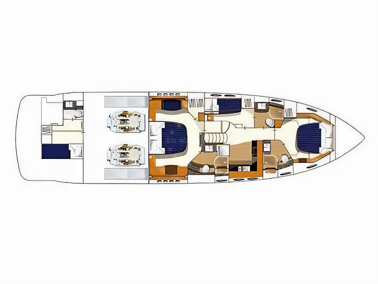 Interior of Princess V65 motor boat with 3 cabins Croatia yacht charter