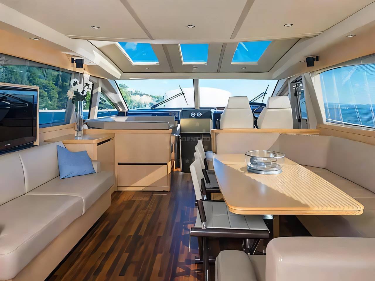 Layout of Princess V65 motor boat with 3 cabins Croatia yacht charter