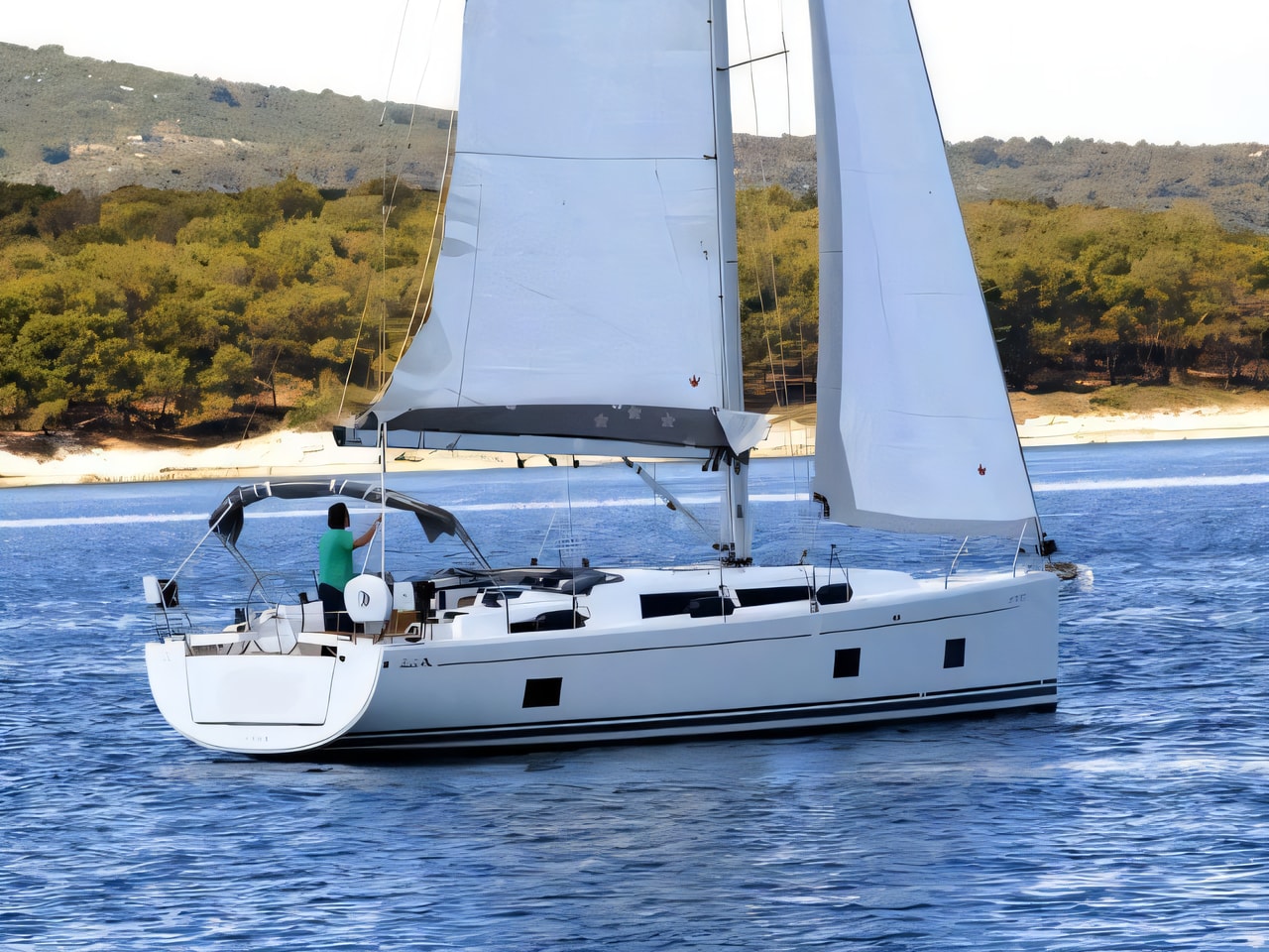 Exterior overview of Hanse 418 sail boat for charter from Kastela Gomilica Marina in the Split sailing area Croatia