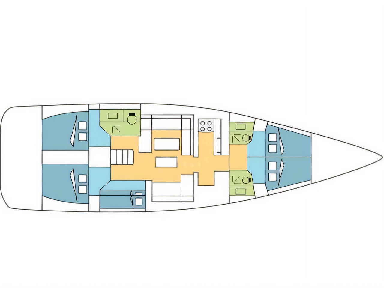 Interior of Dufour 520 Grand Large sail boat with 5 cabins Croatia yacht charter