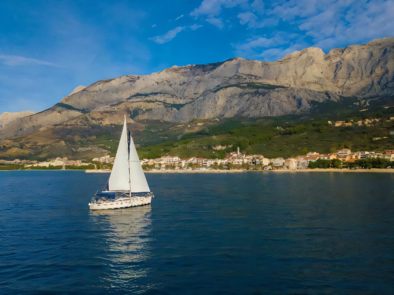 Exterior overview of Bavaria 40 Cruiser sail boat for charter from Tucepi Port in the Split sailing area Croatia