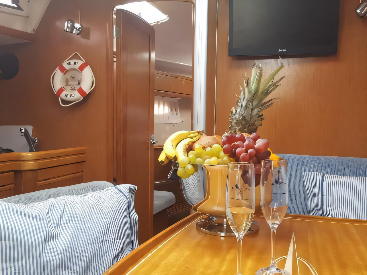 Layout of Bavaria 40 Cruiser sail boat with 3 cabins Croatia yacht charter
