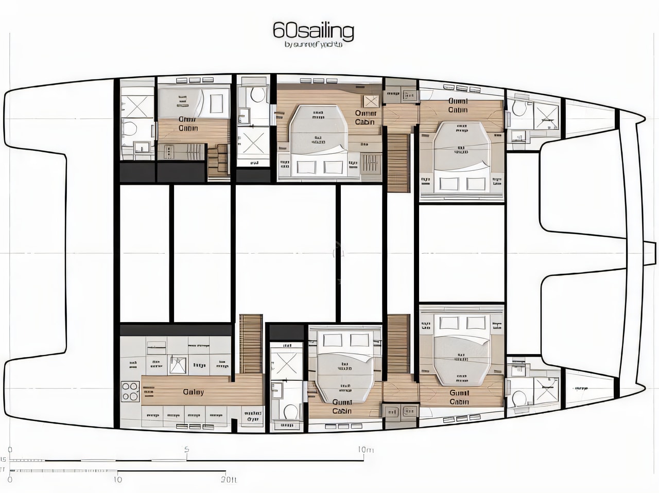 Interior of Sunreef 60 catamaran with 4 cabins Croatia yacht charter