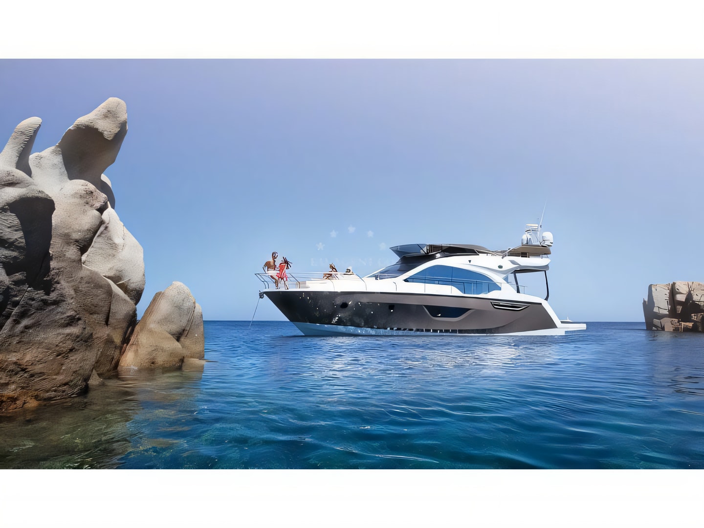 Exterior overview of Sessa Fly 47 motoryacht for charter from Rogoznica Marina Frapa in the Split sailing area Croatia