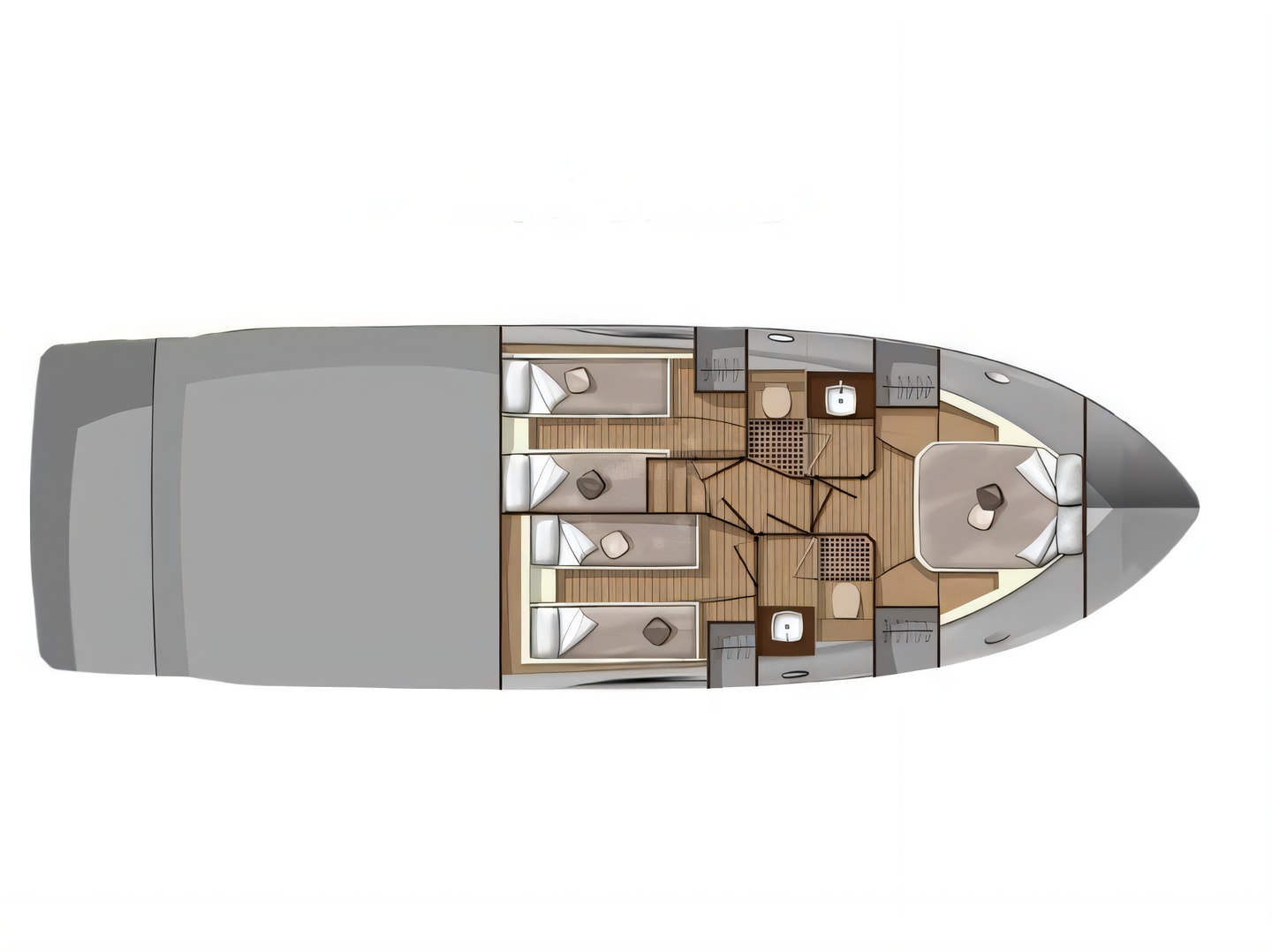Layout of Sessa Fly 47 motoryacht with 3 cabins Croatia yacht charter