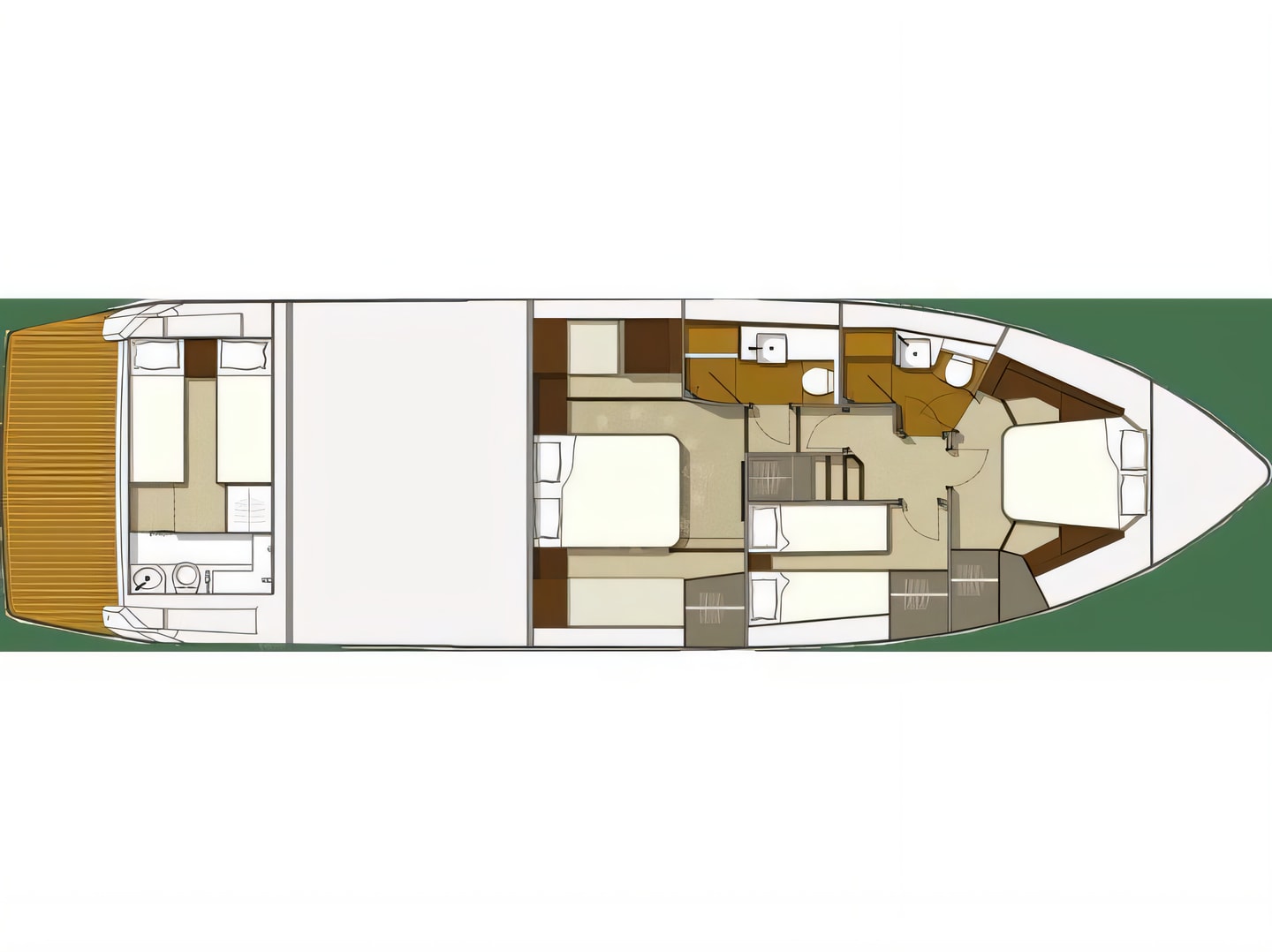 Layout of Galeon 550 Sky motoryacht with 3 cabins Croatia yacht charter