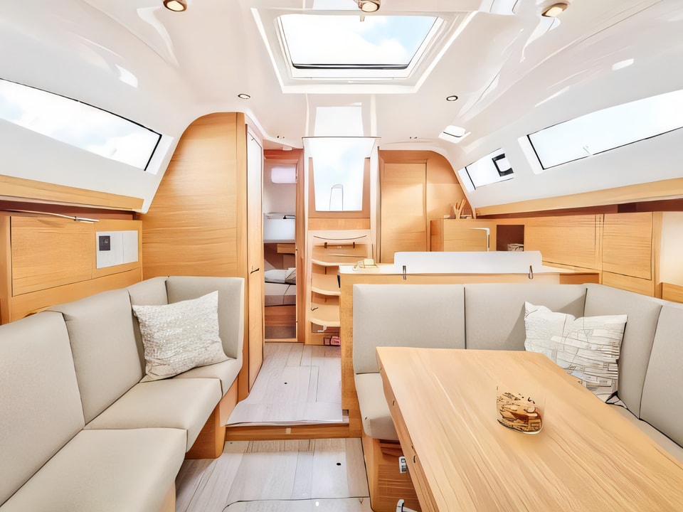Interior of Elan Impressin 40.1 sail boat with 3 cabins Croatia yacht charter
