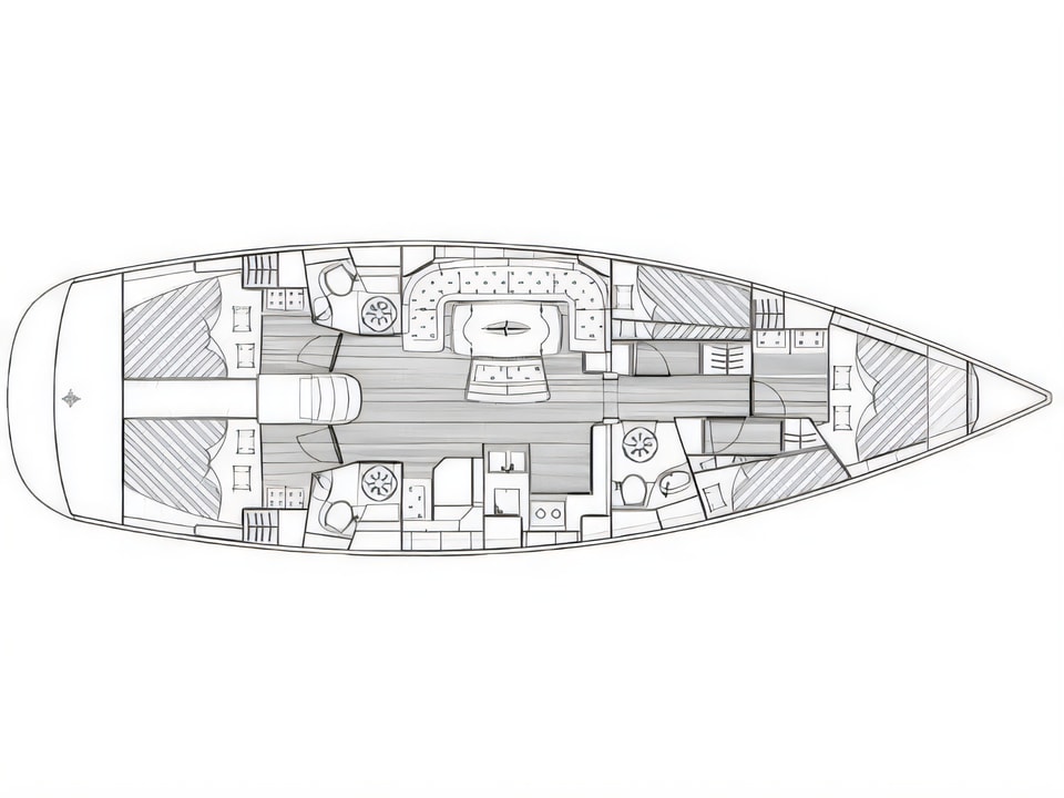 Bavaria 50 Cruiser yacht layout 5 cabins Croatia charter