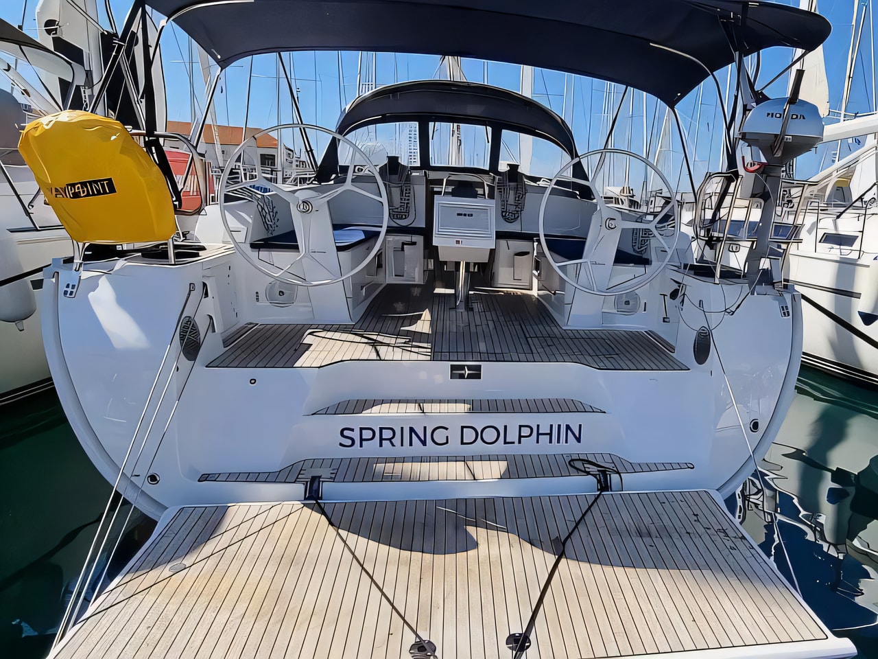 Exterior overview of Bavaria Cruiser 46 sail boat for charter from Trogir ACI Marina in the Split sailing area Croatia