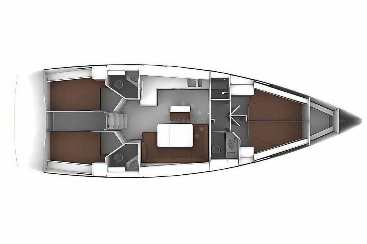 Interior of Bavaria Cruiser 46 sail boat with 4 cabins Croatia yacht charter