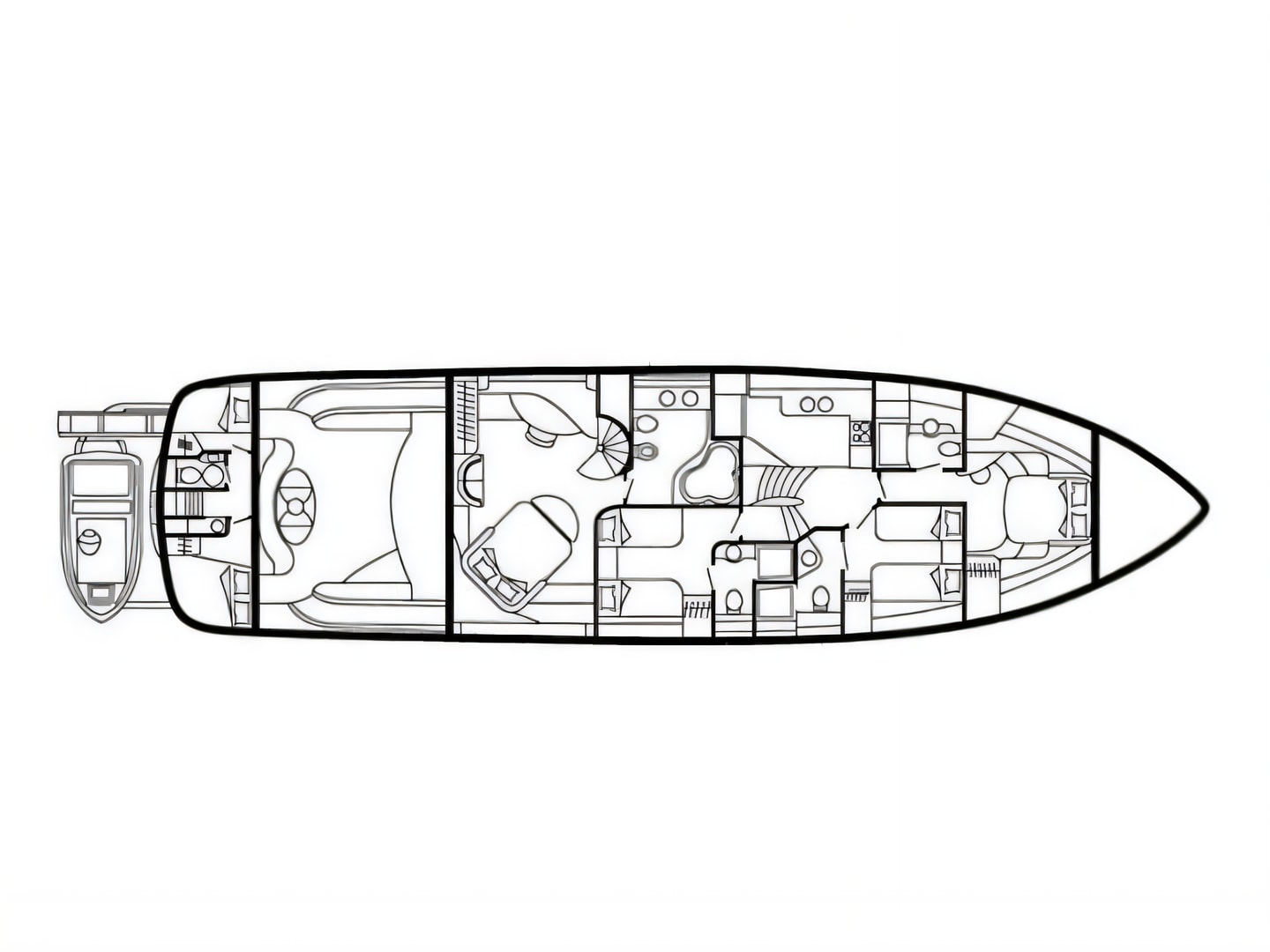 Layout of Sunseeker 84 motoryacht with 4 cabins Croatia yacht charter