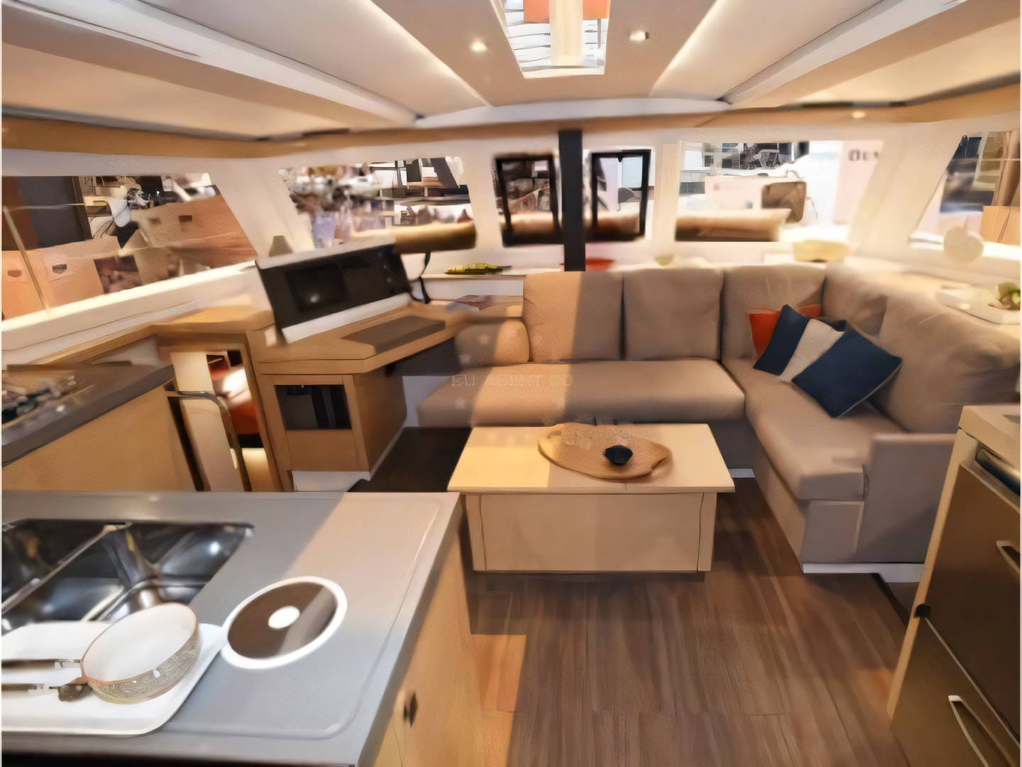 Interior of Lucia 40 catamaran with 4 cabins Croatia yacht charter
