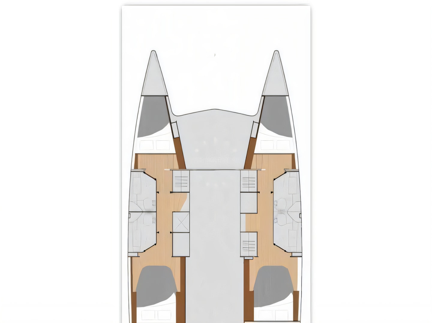 Layout of Lucia 40 catamaran with 4 cabins Croatia yacht charter