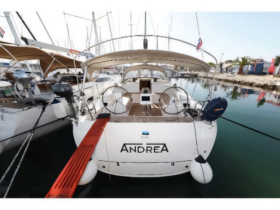 Exterior overview of Bavaria Cruiser 46 sail boat for charter from Biograd Kornati in the Zadar sailing area Croatia