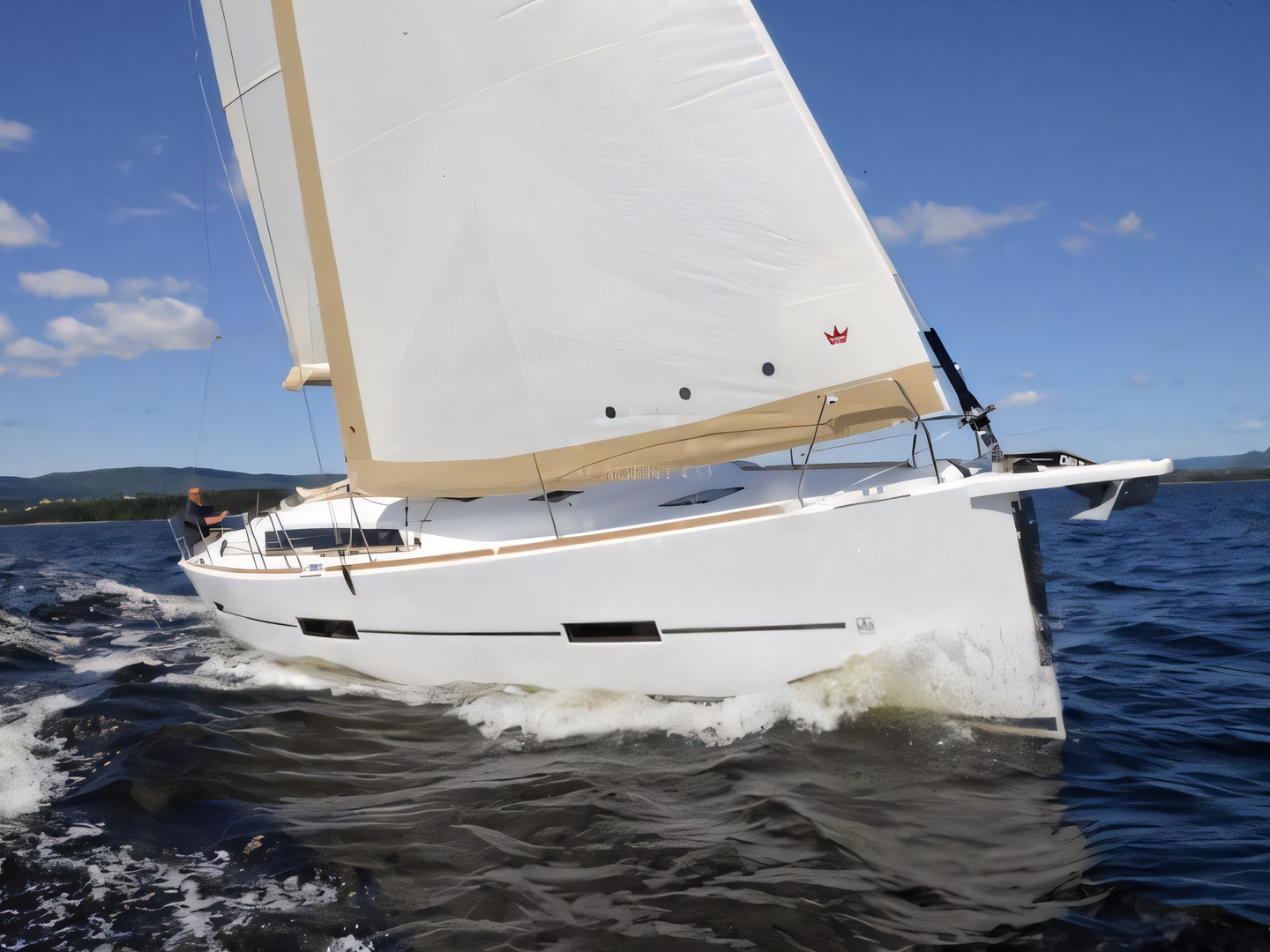 Exterior overview of Dufour 412 Grand Large sail boat for charter from Zaton Sibenski in the Sibenik sailing area Croatia