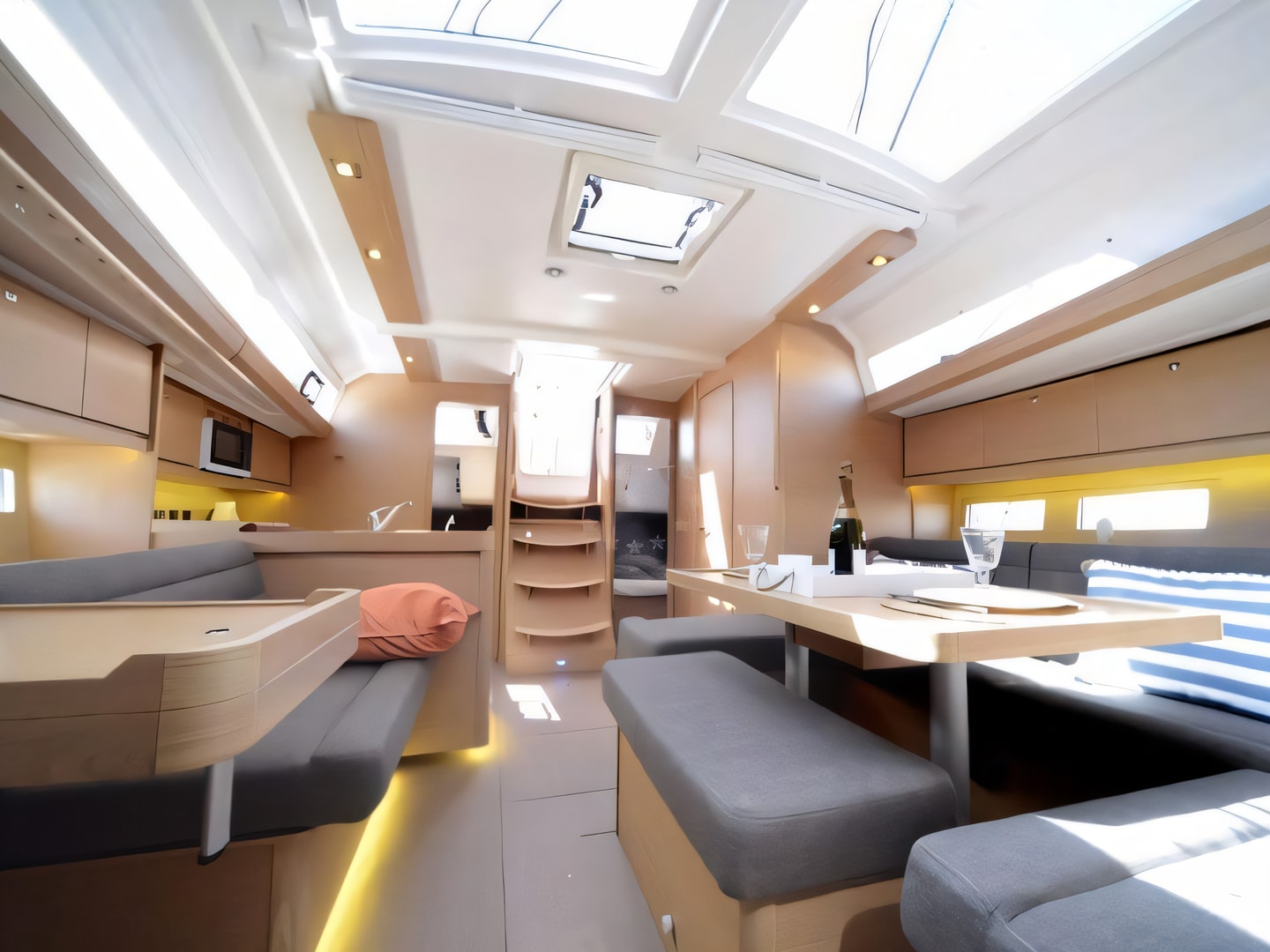 Interior of Dufour 412 Grand Large sail boat with 3 cabins Croatia yacht charter
