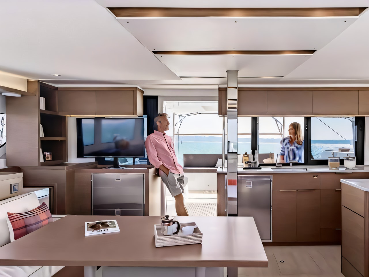 Layout of Lagoon 46 catamaran with 4 cabins Croatia yacht charter