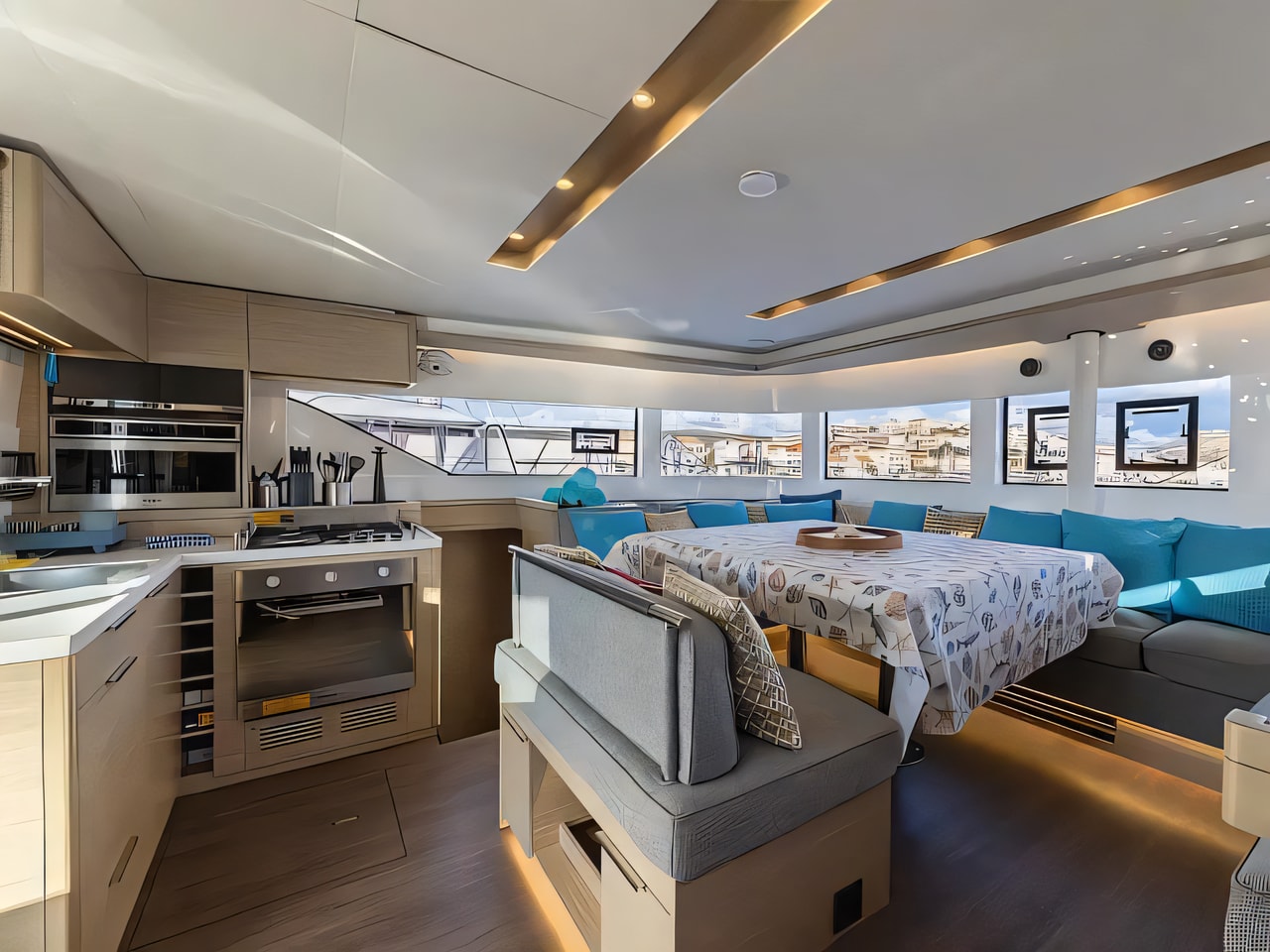 Layout of Lagoon 51 NEW catamaran with 7 cabins Croatia yacht charter