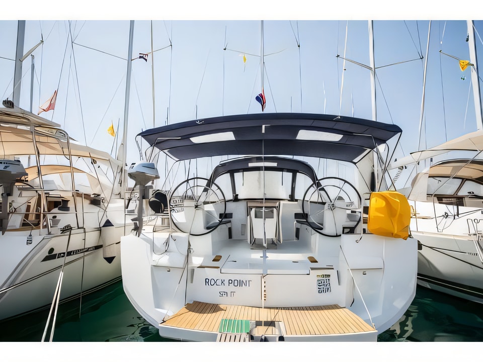 Exterior overview of Sun Odyssey 509 sail boat for charter from Trogir ACI Marina in the Split sailing area Croatia