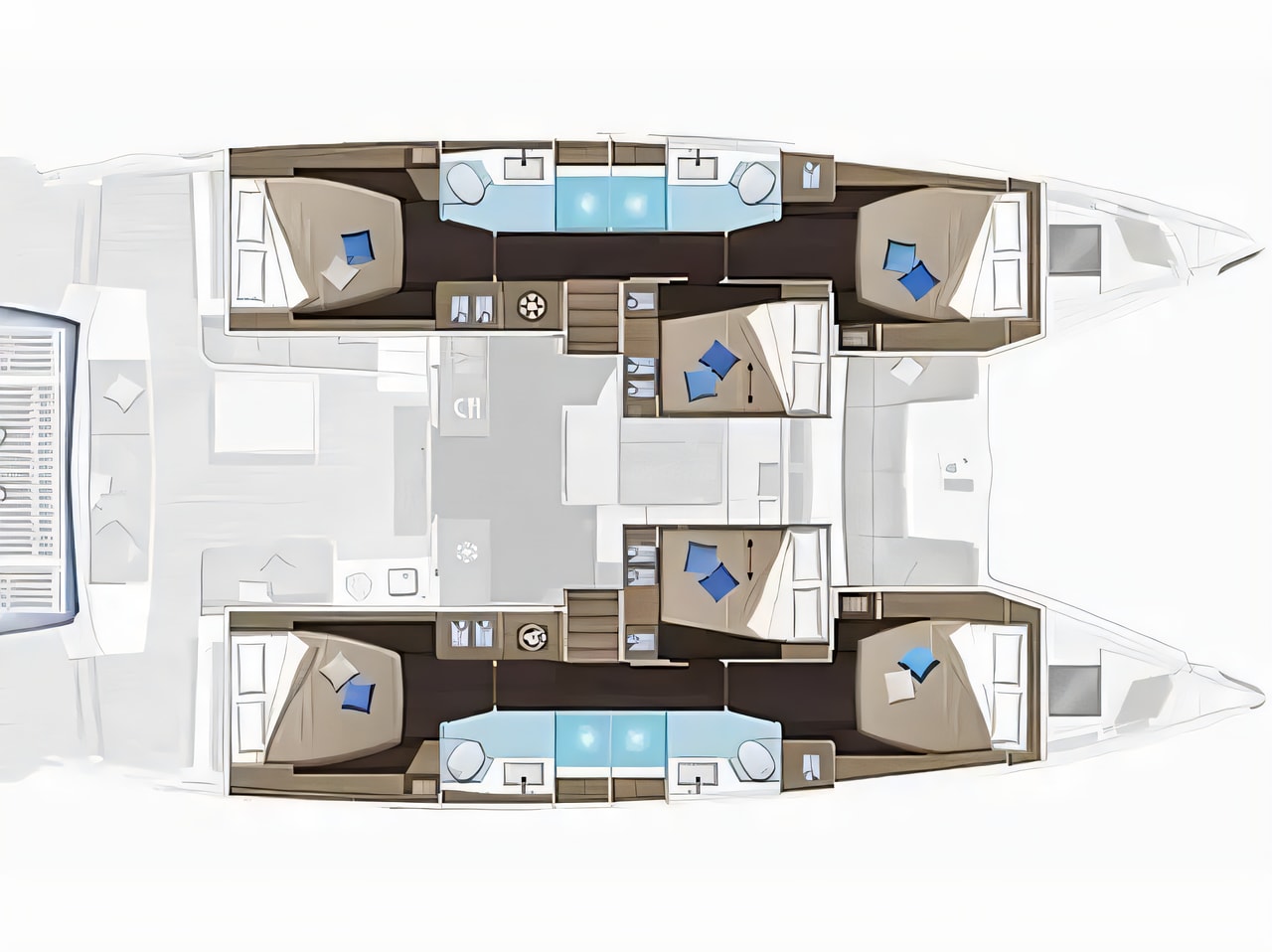 Interior of Lagoon 51 - 6 cabins / 4heads catamaran with 8 cabins Croatia yacht charter