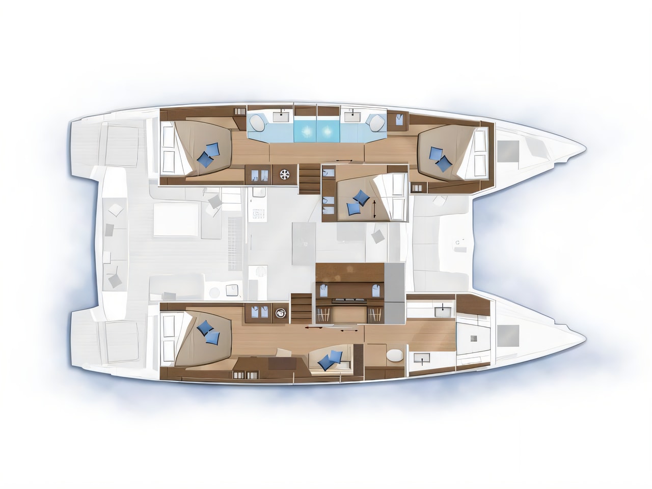 Interior of Lagoon 50- owner version catamaran with 4 cabins Croatia yacht charter