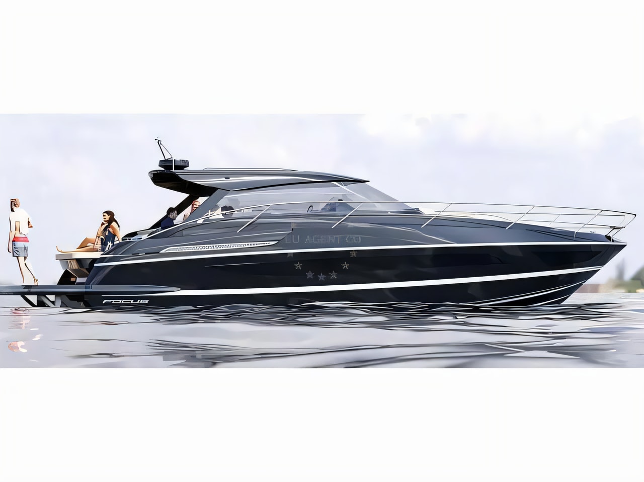 Exterior overview of Focus Power 44 Hard Top motoryacht for charter from Sukosan Marina Dalmacija in the Zadar sailing area Croatia