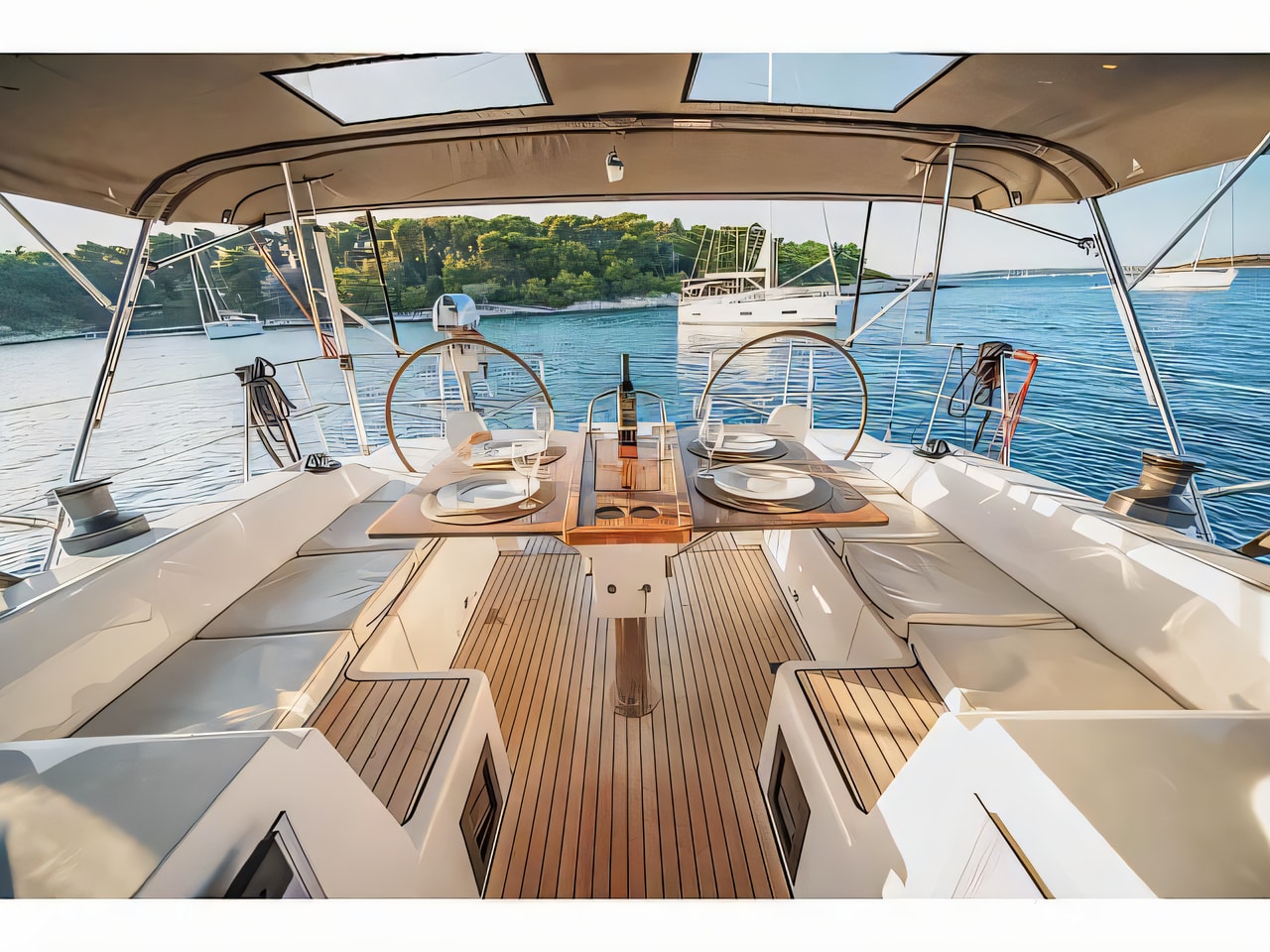Exterior overview of Bavaria C42 sail boat for charter from Marina Medulin in the Istria / Kvarner sailing area Croatia