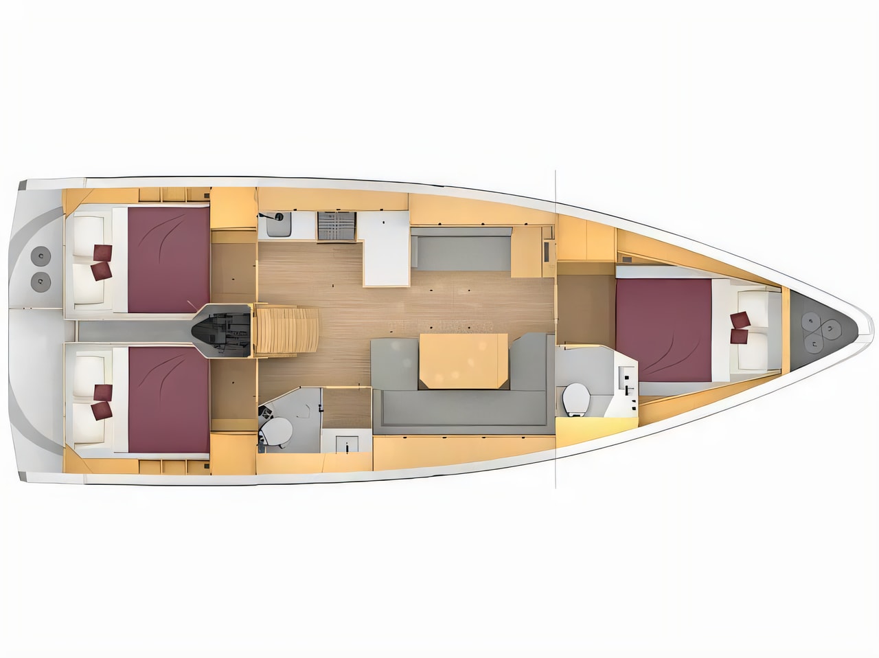 Interior of Bavaria C42 sail boat with 3 cabins Croatia yacht charter