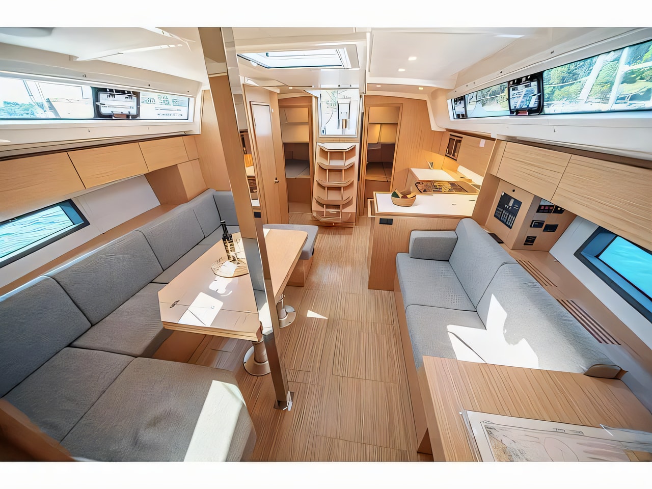 Layout of Bavaria C42 sail boat with 3 cabins Croatia yacht charter