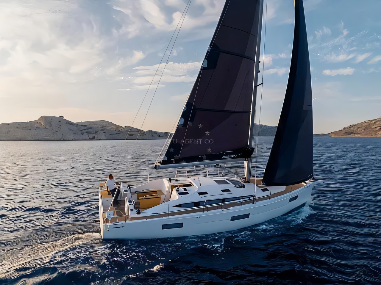 Exterior overview of Elan Impression 43 NEW sail boat for charter from Rogoznica Marina Frapa in the Sibenik sailing area Croatia
