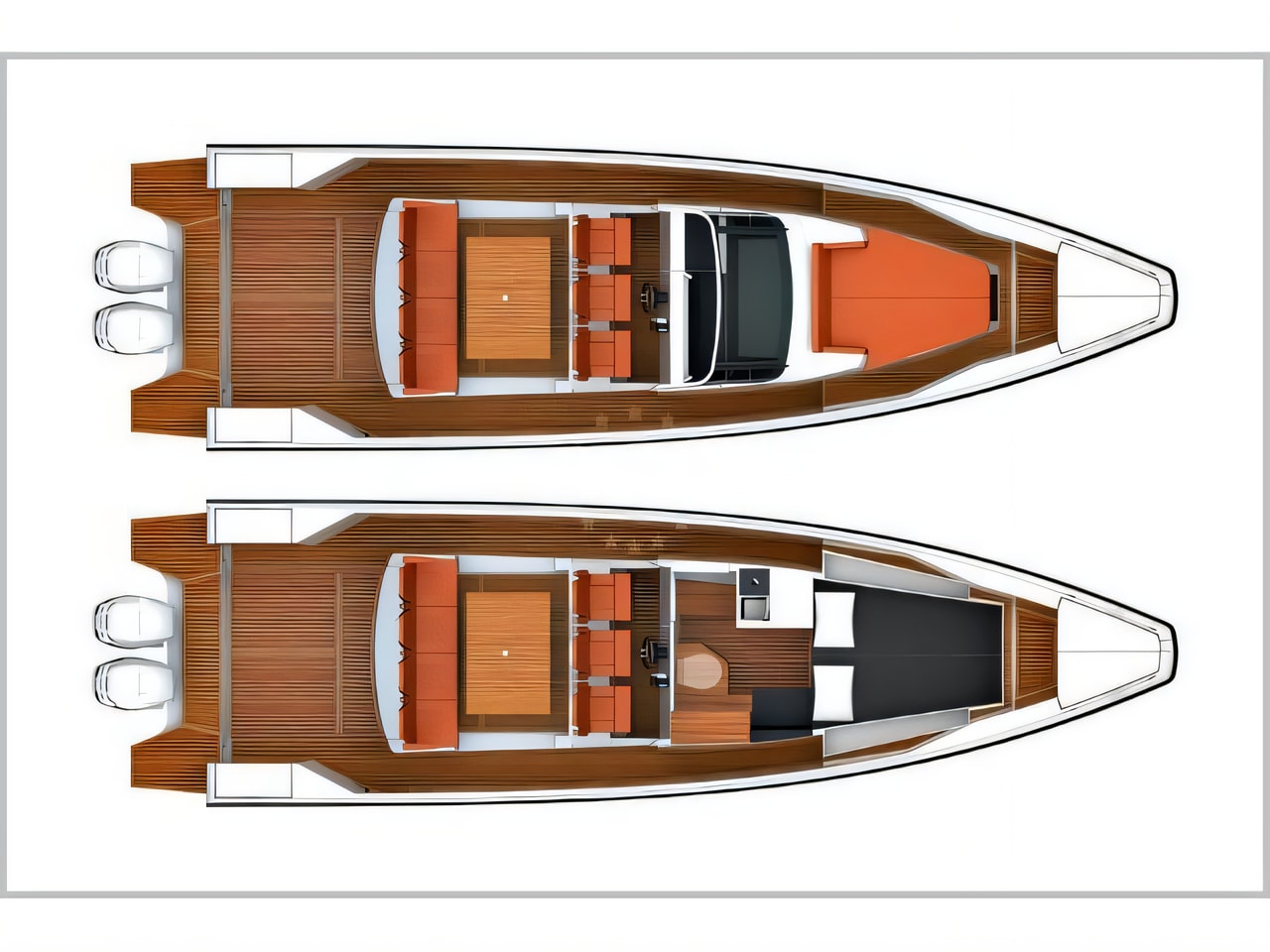 Interior of Axopar 37 T Top motor boat with 2 cabins Croatia yacht charter
