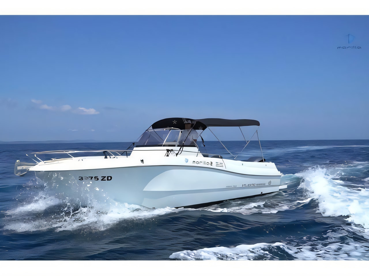 Exterior overview of Atlantic 750 motor boat for charter from Zadar Marina Borik in the Kornati sailing area Croatia