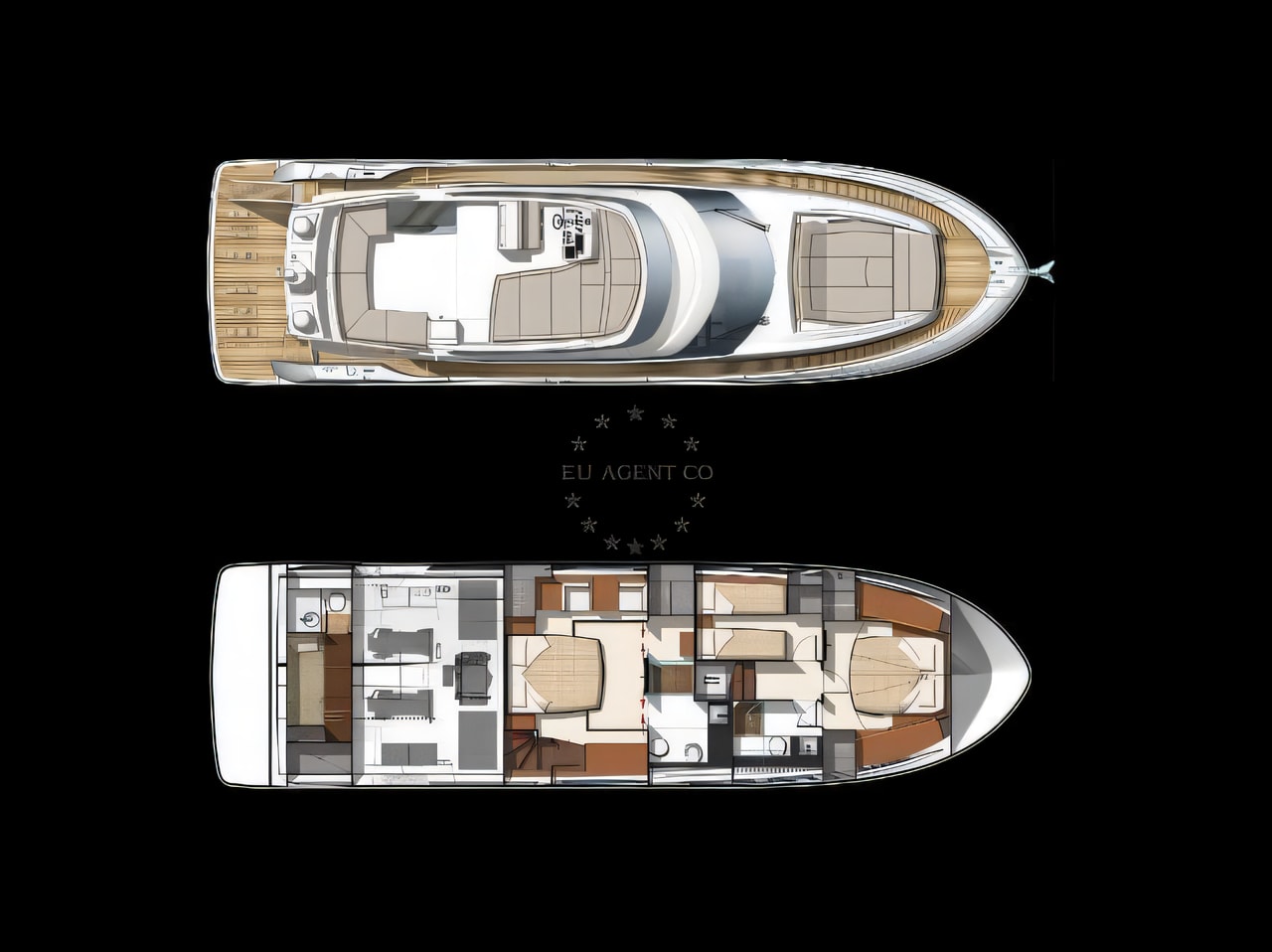 Interior of Prestige 550 Fly motoryacht with 3 cabins Croatia yacht charter