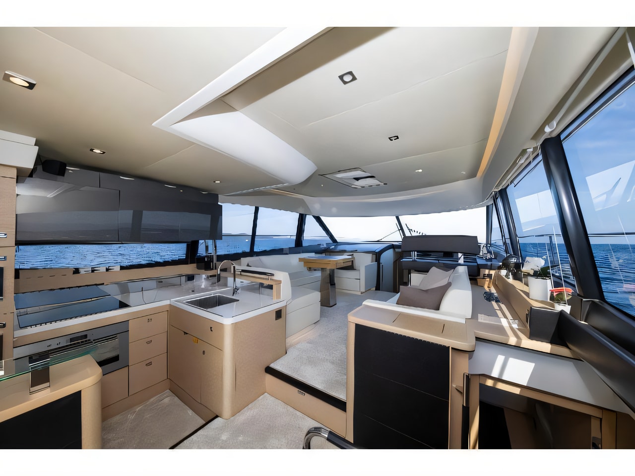 Layout of Prestige 550 Fly motoryacht with 3 cabins Croatia yacht charter