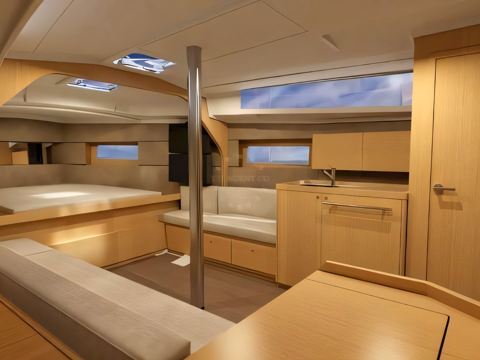 Interior of Oceanis 38 sail boat with 3 cabins Croatia yacht charter