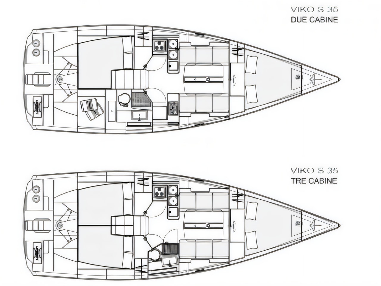 Interior of Viko S 35 sail boat with 3 cabins Croatia yacht charter