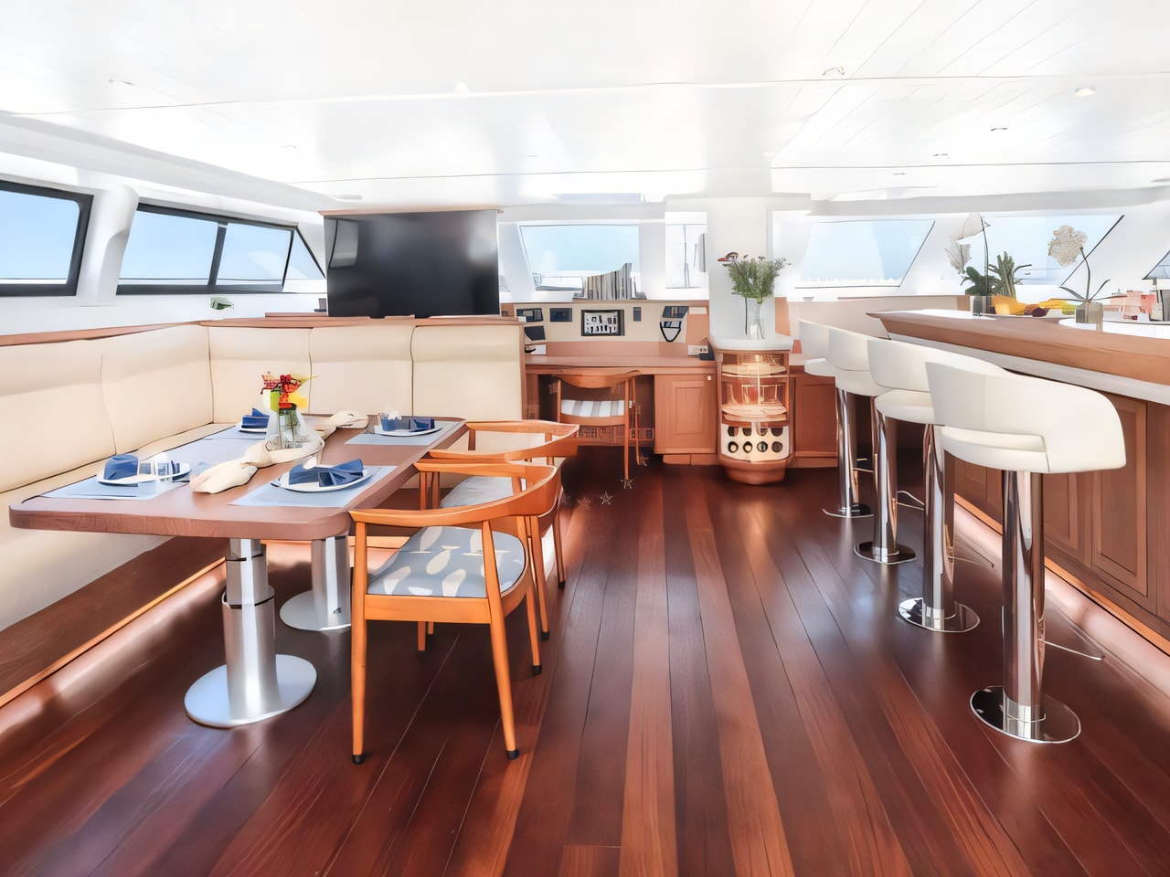 Layout of Open Ocean 740Performance catamaran with 4 cabins Croatia yacht charter