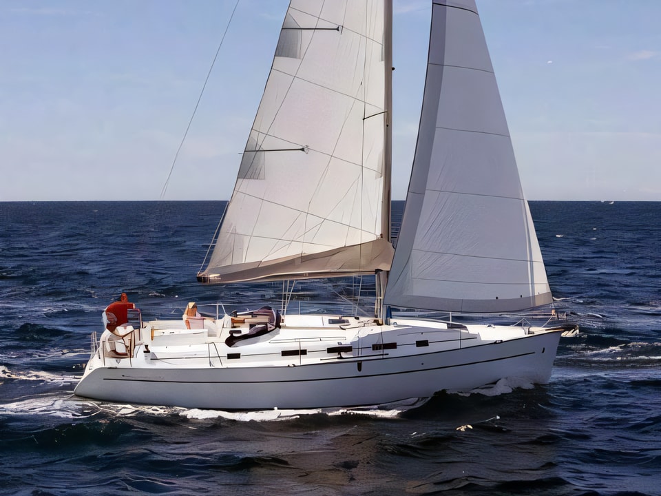 Exterior overview of Beneteau Cyclades 39.3 sail boat for charter from Murter Marina Betina in the Sibenik sailing area Croatia